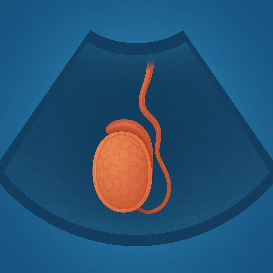 Illustrazione ecografia testicolare